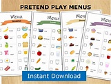 Printable Pretend Play Restaurant Menus, Preschool Kids Activities ...