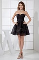 Black Plain A-line Sweetheart Satin Mini Cocktail Dresses - UWDress.com