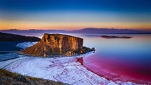 Wallpaper Lake Urmia, Iran, lake, water, sunrise, rock, 5K, Travel #23521