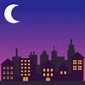 Paisaje De Noche Animado : Vector de dibujos animados de ciudad moderna ...