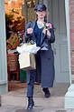 Lily James seen while shopping gifts and flowers in London, UK