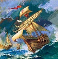 Santa Maria, ship of Christopher Columbus on his first voyage … stock ...