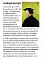 Huldrych Zwingli Handout | Teaching Resources