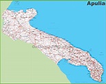 Large detailed map of Apulia with cities and towns - Ontheworldmap.com