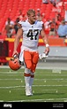 Cleveland Browns long snapper Charley Hughlett (47) on the field before ...