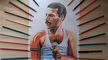 Dibujando a Freddie Mercury con todos los colores que tengo / Drawing ...