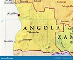 Mapa Geográfico De Angola Con Las Ciudades Importantes Imagen de ...