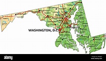 Mapa físico de Maryland de alto detalle con etiquetado Imagen Vector de ...