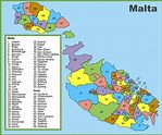 Administrative divisions map of Malta - Ontheworldmap.com