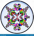 Abstract Kaleidoscope Heart Designs in Multi Colors Stock Illustration ...