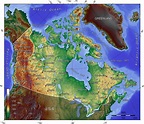 Geographical map of Canada: topography and physical features of Canada