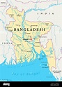 Bangladesch politische Karte mit Hauptstadt Dhaka, Landesgrenzen ...