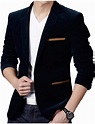 Lanceyy Blazer Hombres Hombre Velvet Style Formal Un Botón Simple ...