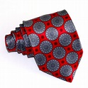 Sartorial tie, red and silver gray medallion pattern, handmade in Italy ...