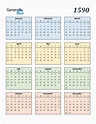 Free 1590 Calendars in PDF, Word, Excel