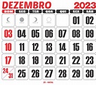 Calendário 2023 Dezembro - Imagem Legal