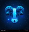 Aries zodiac sign blue star horoscope symbol Vector Image