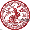Papercut Chinese Zodiac Sign Rabbit Stock Illustration - Download Image ...