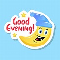 A good evening sticker, cute happy moon 6722275 Vector Art at Vecteezy