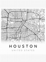 Pegatina «Mapa de Houston minimalista en blanco y negro» de DesireeVDA ...