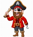 Premium Vector | Cartoon pirate captain holding a treasure map