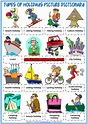 Holiday Types ESL Picture Dictionary Worksheet For Kids