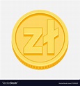 Polish zloty symbol on gold coin Royalty Free Vector Image