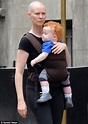 Cynthia Nixon shows off her cute baby son with his shock of curly red ...