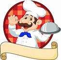 Cartoon funny chef cartoon sosteniendo el plato | Vector Premium