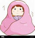 Mujer tiene una fiebre escalofríos bajo una manta cartoon Imagen Vector ...