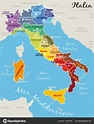 Hermoso Colorido Mapa Italia Con Regiones Italianas Capitales Ciudades ...