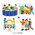 Collection of friends spending time together | Free Vector