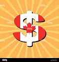 Símbolo de dólar canadiense sunburst ilustración Imagen Vector de stock ...
