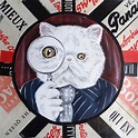 Detective Cat - Acrylic and collage - Elisabete Cargnello
