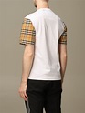 BURBERRY: stretch cotton T-shirt with check sleeves | T-Shirt Burberry ...