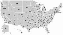 Map of All area codes in the USA | Phone area codes, Area codes, Us ...