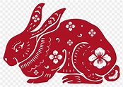 Chinese New Year rabbit png red animal zodiac sign sticker