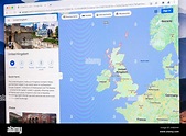 Mapa del Reino Unido en Google Maps software visto en la pantalla del ...