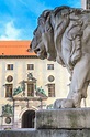 Alemania, Baviera, Munich, Feldherrenhalle, Estatua Del León Foto de ...
