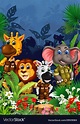 Elephant zebra lion and giraffe in forest Vector Image