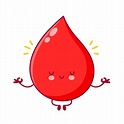 Gota de sangre divertida feliz linda meditar. | Vector Premium