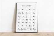 Albanian Alphabet Print, Albania Language Chart Wall Art, Black & White ...