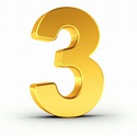 The number three as a polished golden object - OnX