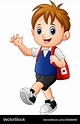 Cartoon Boy Walking To School
