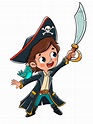 Niño vestido de pirata con un loro en el brazo - Ilustraciones de ...