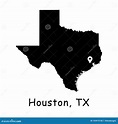 Houston En El Mapa De Estado De Texas. Mapa Detallado Del Estado De Tx ...