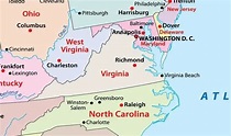 Mapa de Virgínia - EUA Destinos
