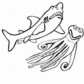 Dibujos para colorear: Tiburón peregrino imprimible, gratis, para los ...
