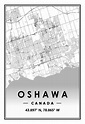 OSHAWA CANADA Portrait Map Print Minimal Scandinavian Nordic - Etsy