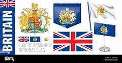 Escudo de armas vectorial y bandera nacional de Gran Bretaña Imagen ...